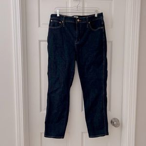 J. Crew Vintage Straight Jeans. Like new. Dark blue wash. 9” rise, size 32.